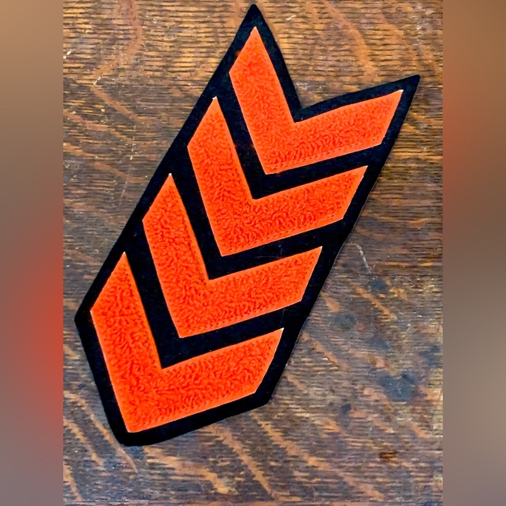 1950s Vintage Orange & Black 4 Stripe Chevron Pattern High School Award Badge